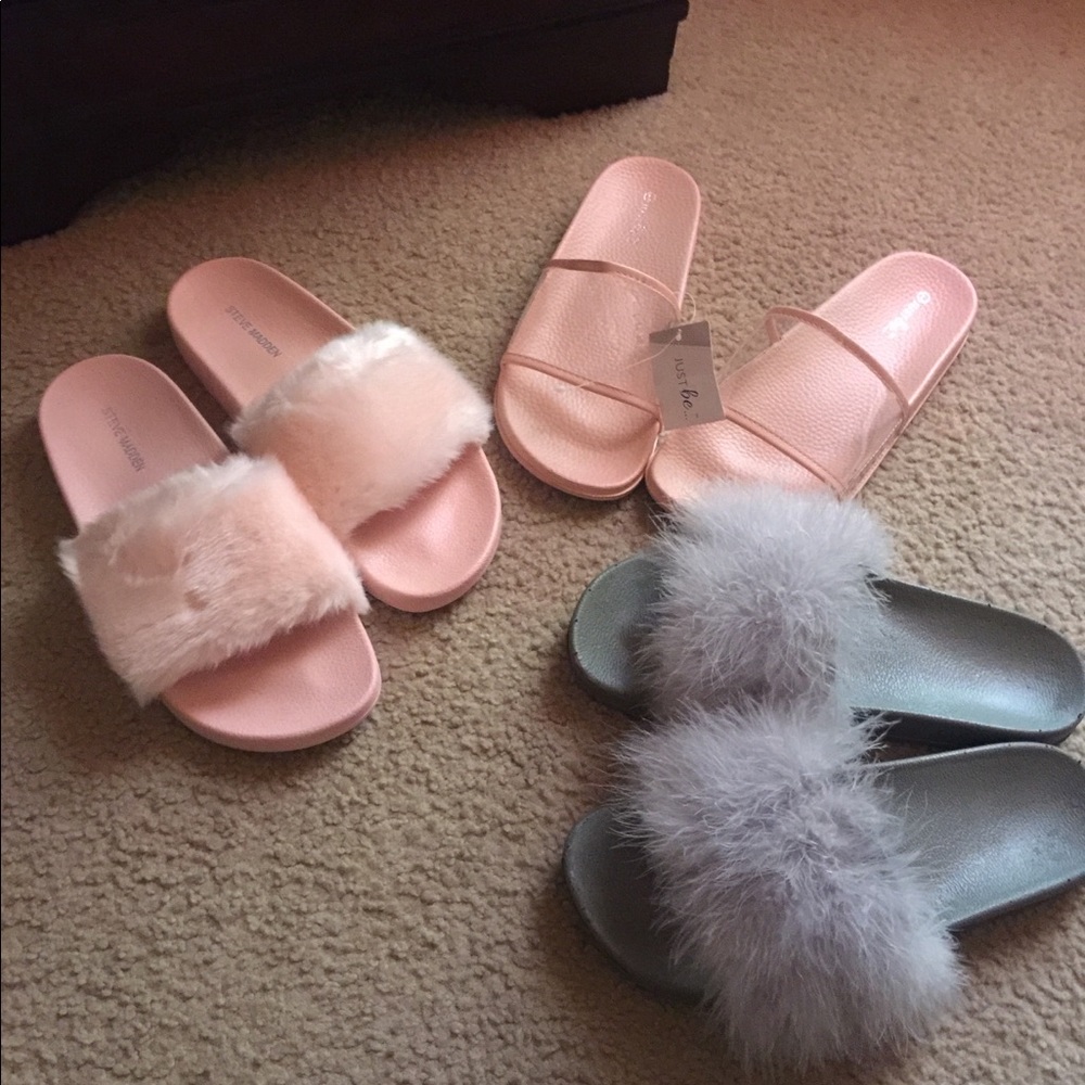 Pink and grey slides/ sandals bundle
